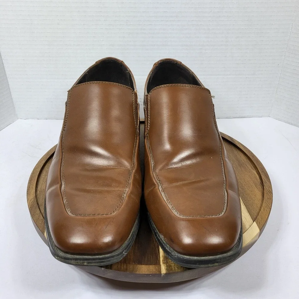 Apt 9 Shane Mens 12 Cognac Brown Square Toe Slip On Loafers APSHANECOGNAC‎